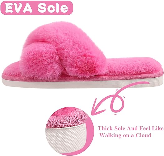 Women's Fuzzy Slippers, House Slippers, Open Toe Slippers Women's Fuzzy Slippers, House Slippers, Open Toe Slippers